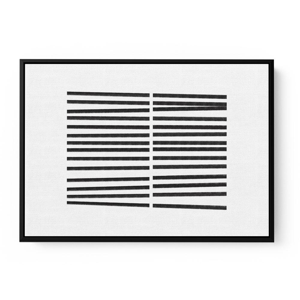 Small Landscape Calming Lines No 2 Canvas Wall Art Print Black Frame 40x27